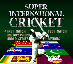 Super International Cricket (Europe) Title Screen